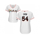 Women Miami Marlins #54 Wei-Yin Chen White Home Stitched MLB Jersey