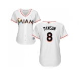 Women Miami Marlins #8 Andre Dawson White Home Stitched MLB Jersey