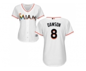 Women Miami Marlins #8 Andre Dawson White Home Stitched MLB Jersey