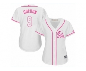 Women's Majestic Miami Marlins #9 Dee Gordon Replica White Fashion Cool Base MLB Jersey