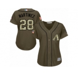 Women Majestic Arizona Diamondbacks #28 J. D. Martinez Replica Green Salute to Service MLB Jersey