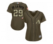 Women Majestic Arizona Diamondbacks #29 Jorge De La Rosa Authentic Green Salute to Service MLB Jersey