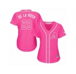 Women Majestic Arizona Diamondbacks #29 Jorge De La Rosa Replica Pink Fashion MLB Jersey