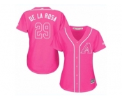 Women Majestic Arizona Diamondbacks #29 Jorge De La Rosa Replica Pink Fashion MLB Jersey