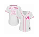 Women Majestic Arizona Diamondbacks #29 Jorge De La Rosa Replica White Fashion MLB Jersey