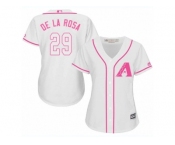 Women Majestic Arizona Diamondbacks #29 Jorge De La Rosa Replica White Fashion MLB Jersey