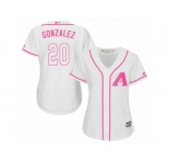 Women's Majestic Arizona Diamondbacks #20 Luis Gonzalez Replica White Fashion MLB Jersey