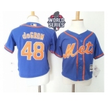 Toddler New York Mets #48 Jacob DeGrom Blue Alternate Home Cool Base W 2015 World Series Patch Stitched Baseball Jersey