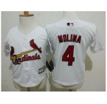 Toddler St.Louis Cardinals #4 Yadier Molina White Cool Base Stitched MLB Jersey