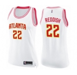 Women's Atlanta Hawks #22 Cam Reddish Swingman White Pink Fashion Basketball Jersey