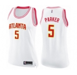 Women's Atlanta Hawks #5 Jabari Parker Swingman White Pink Fashion Basketball Jersey