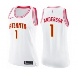 Women's Nike Atlanta Hawks #1 Justin Anderson Swingman White Pink Fashion NBA Jersey