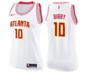 Women's Nike Atlanta Hawks #10 Mike Bibby Swingman White Pink Fashion NBA Jersey