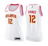 Women's Nike Atlanta Hawks #12 Taurean Prince Swingman White Pink Fashion NBA Jersey