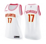 Women's Nike Atlanta Hawks #17 Dennis Schroder Swingman White Pink Fashion NBA Jersey