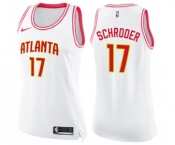Women's Nike Atlanta Hawks #17 Dennis Schroder Swingman White Pink Fashion NBA Jersey