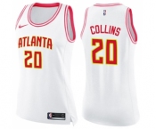 Women's Nike Atlanta Hawks #20 John Collins Swingman White Pink Fashion NBA Jersey