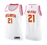 Women's Nike Atlanta Hawks #21 Dominique Wilkins Swingman White Pink Fashion NBA Jersey
