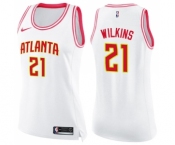 Women's Nike Atlanta Hawks #21 Dominique Wilkins Swingman White Pink Fashion NBA Jersey