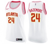 Women's Nike Atlanta Hawks #24 Kent Bazemore Swingman White Pink Fashion NBA Jersey