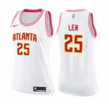 Women's Nike Atlanta Hawks #25 Alex Len Swingman White Pink Fashion NBA Jersey