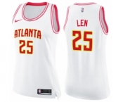 Women's Nike Atlanta Hawks #25 Alex Len Swingman White Pink Fashion NBA Jersey