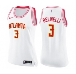 Women's Nike Atlanta Hawks #3 Marco Belinelli Swingman White Pink Fashion NBA Jersey