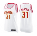 Women's Nike Atlanta Hawks #31 Mike Muscala Swingman White Pink Fashion NBA Jersey