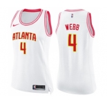 Women's Nike Atlanta Hawks #4 Spud Webb Swingman White Pink Fashion NBA Jersey