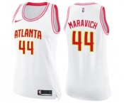 Women's Nike Atlanta Hawks #44 Pete Maravich Swingman White Pink Fashion NBA Jersey