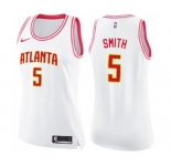 Women's Nike Atlanta Hawks #5 Josh Smith Swingman White Pink Fashion NBA Jersey