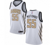 Women's Nike Atlanta Hawks #55 Dikembe Mutombo Swingman White NBA Jersey - City Edition