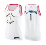 Women's Nike Indiana Pacers #1 Lance Stephenson Swingman White Pink Fashion NBA Jersey