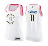 Women's Nike Indiana Pacers #11 Domantas Sabonis Swingman White Pink Fashion NBA Jersey