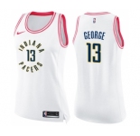 Women's Nike Indiana Pacers #13 Paul George Swingman White Pink Fashion NBA Jersey