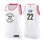 Women's Nike Indiana Pacers #22 T. J. Leaf Swingman White Pink Fashion NBA Jersey