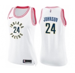 Women's Nike Indiana Pacers #24 Alize Johnson Swingman White Pink Fashion NBA Jersey
