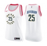 Women's Nike Indiana Pacers #25 Al Jefferson Swingman White Pink Fashion NBA Jersey