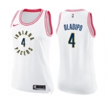 Women's Nike Indiana Pacers #4 Victor Oladipo Swingman White Pink Fashion NBA Jersey