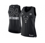 Women Nike Milwaukee Bucks #34 Giannis Antetokounmpo Black NBA Jordan Swingman 2018 All-Star Game Jersey