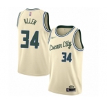 Women's Milwaukee Bucks #34 Ray Allen Swingman Cream Basketball Jersey - 2019-20 City Edition