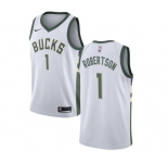 Women's Nike Milwaukee Bucks #1 Oscar Robertson Swingman White Home NBA Jersey - Association Edition