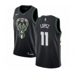 Women's Nike Milwaukee Bucks #11 Brook Lopez Swingman Black NBA Jersey - Statement Edition