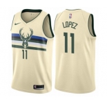 Women's Nike Milwaukee Bucks #11 Brook Lopez Swingman Cream NBA Jersey - City Edition