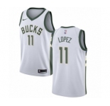 Women's Nike Milwaukee Bucks #11 Brook Lopez Swingman White NBA Jersey - Association Edition