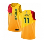 Women's Nike Milwaukee Bucks #11 Brook Lopez Swingman Yellow NBA Jersey - City Edition