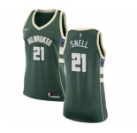 Women's Nike Milwaukee Bucks #21 Tony Snell Swingman Green Road NBA Jersey - Icon Edition