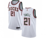 Women's Nike Milwaukee Bucks #21 Tony Snell Swingman White Fashion Hardwood Classics NBA Jersey