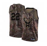 Women's Nike Milwaukee Bucks #22 Khris Middleton Swingman Camo Realtree Collection NBA Jersey