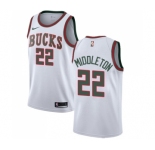 Women's Nike Milwaukee Bucks #22 Khris Middleton Swingman White Fashion Hardwood Classics NBA Jersey